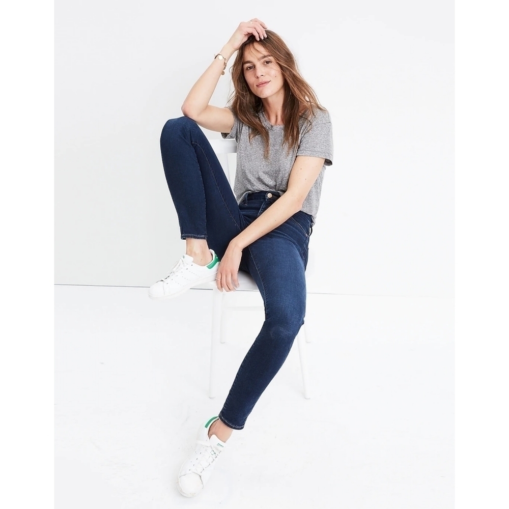 Madewell Jean Womens 27 X 28 High Riser Skinny Whiskering Dark Medium Hayes Crop